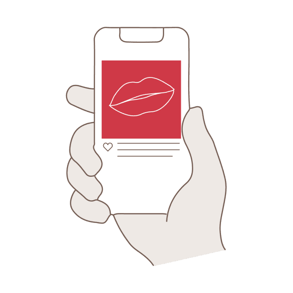Illustrasjon som viser hånd med mobiltelefon på sosiale medier